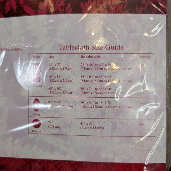 December Home Fabric Tablecloth Red Poinsettia Festive Hosting - 60x84 Oval - Picture 5 of 5